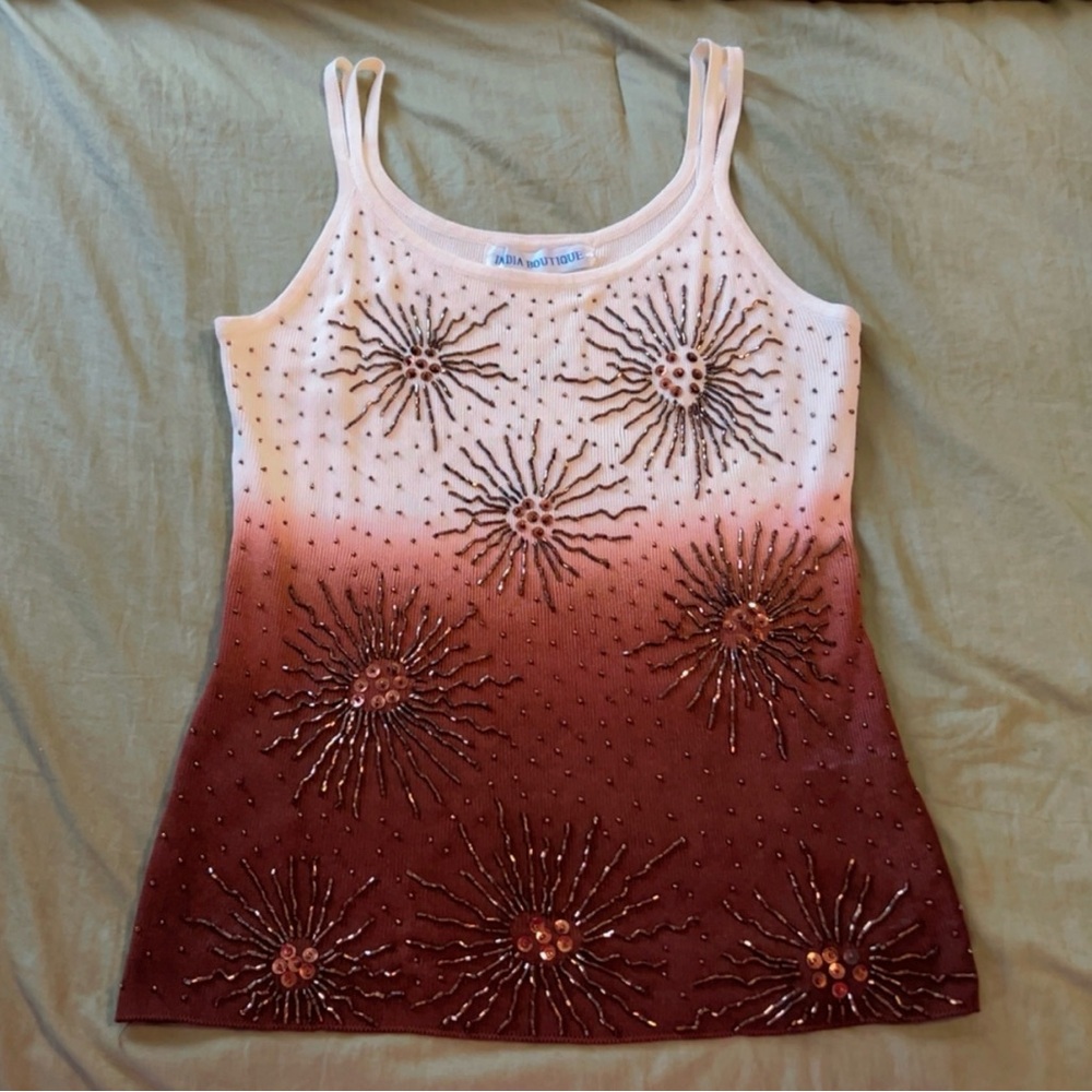 "India Boutique" beaded tank top